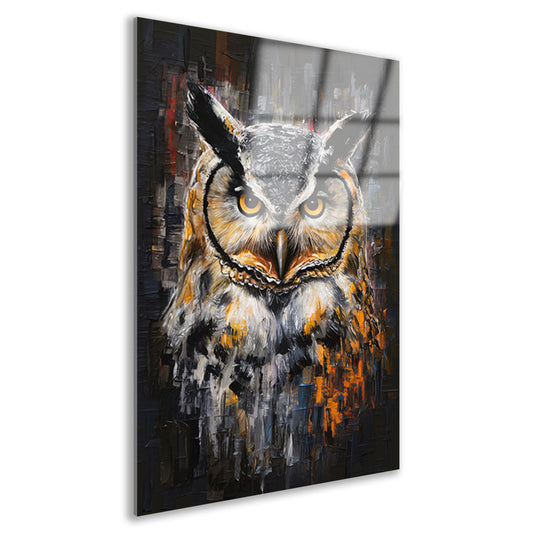 Uil met Oranje Ogen op Abstracte Achtergrond acrylglas