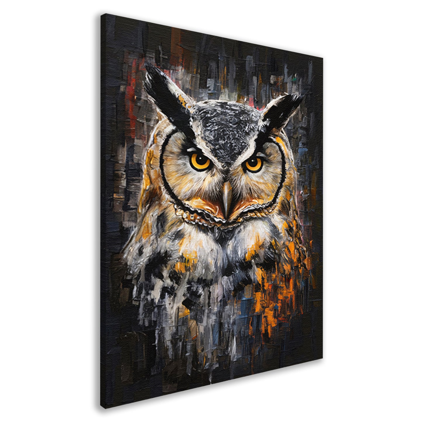 Uil met Oranje Ogen op Abstracte Achtergrond canvas