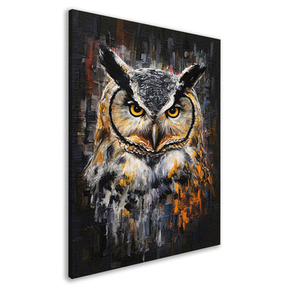 Uil met Oranje Ogen op Abstracte Achtergrond canvas