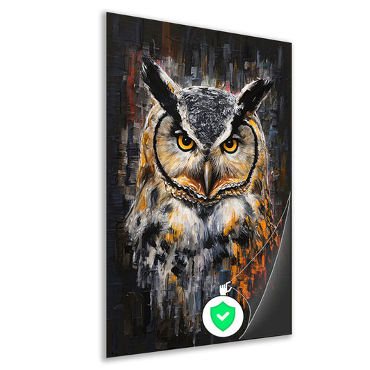 Uil met Oranje Ogen op Abstracte Achtergrond poster