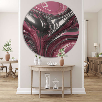 Reflectie van zilver en roze in abstractie forex muurcirkel