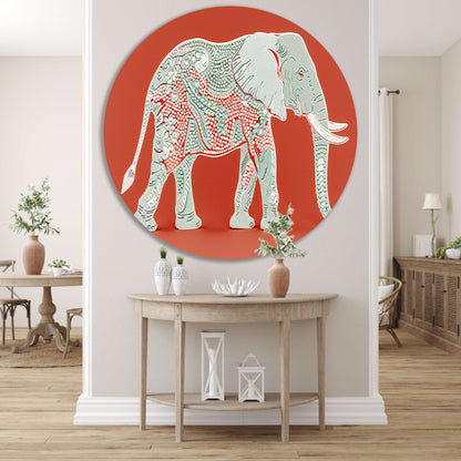 Kleurrijk Pop Art ontwerp van olifant aluminium muurcirkel