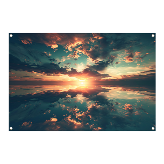 Zonsondergang Boven Kalme Oceaan tuinposter