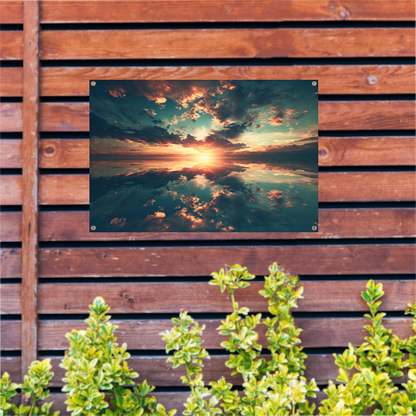 Zonsondergang Boven Kalme Oceaan tuinposter