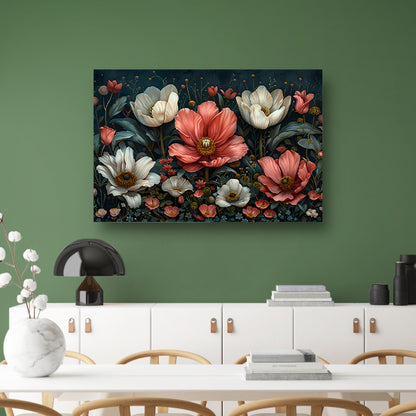 Bloemenpracht in Popart Stijl canvas met baklijst