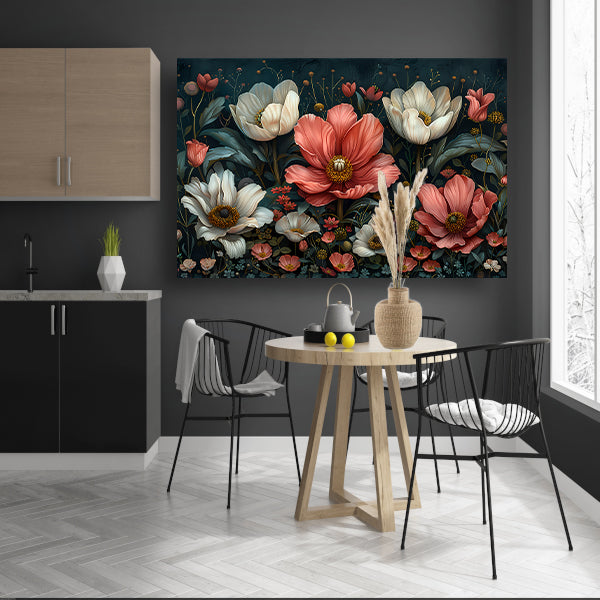 Bloemenpracht in Popart Stijl canvas met baklijst