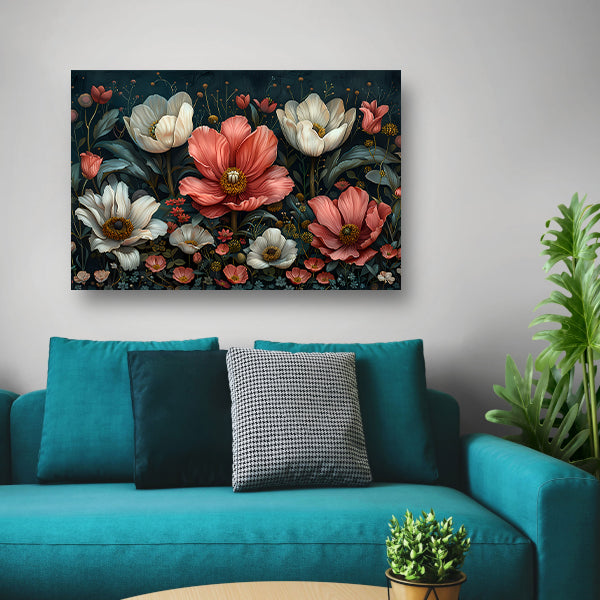 Bloemenpracht in Popart Stijl canvas met baklijst