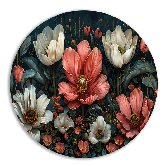 Bloemenpracht in Popart Stijl aluminium muurcirkel