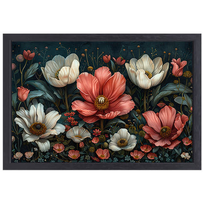 Bloemenpracht in Popart Stijl canvas met baklijst