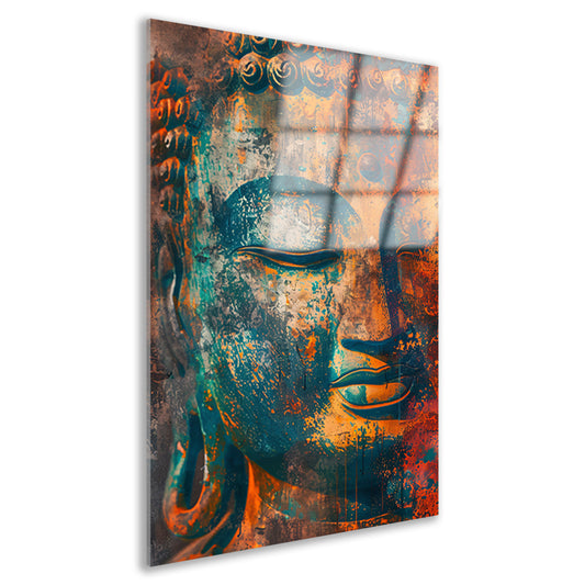 Levendig Boeddha-portret in rustieke stijl acrylglas