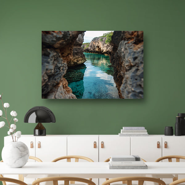 Turquoise Waterweg door Rotskloof canvas