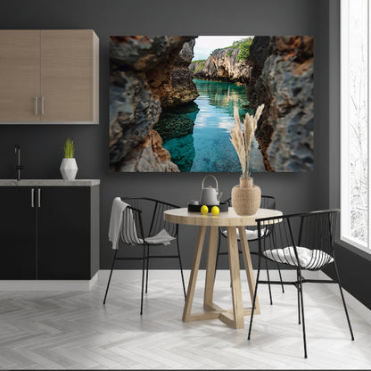 Turquoise Waterweg door Rotskloof poster
