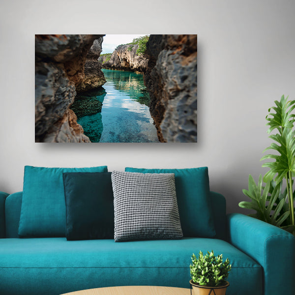 Turquoise Waterweg door Rotskloof poster