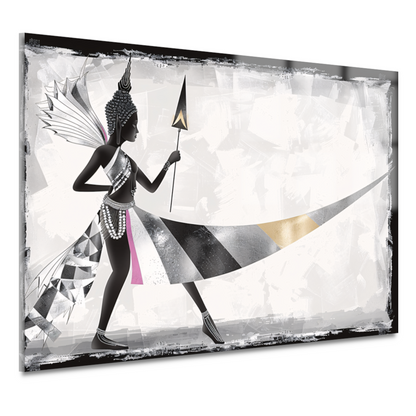 Art Deco Vrouw in Monochroom met Goud acrylglas