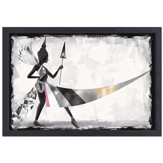 Art Deco Vrouw in Monochroom met Goud canvas met baklijst