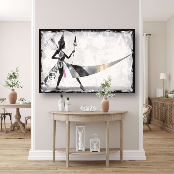 Art Deco Vrouw in Monochroom met Goud canvas