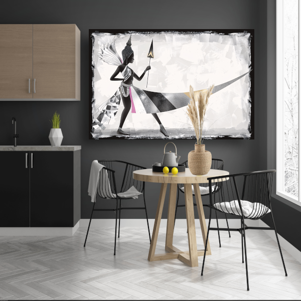 Art Deco Vrouw in Monochroom met Goud canvas