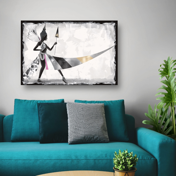 Art Deco Vrouw in Monochroom met Goud canvas