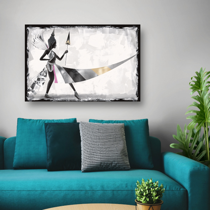 Art Deco Vrouw in Monochroom met Goud canvas