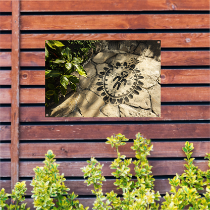 Schildpad op stenen pad tuinposter