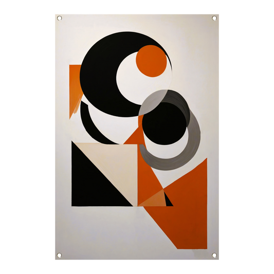Contrastrijke Abstractie in Oranje, Zwart en Grijs tuinposter