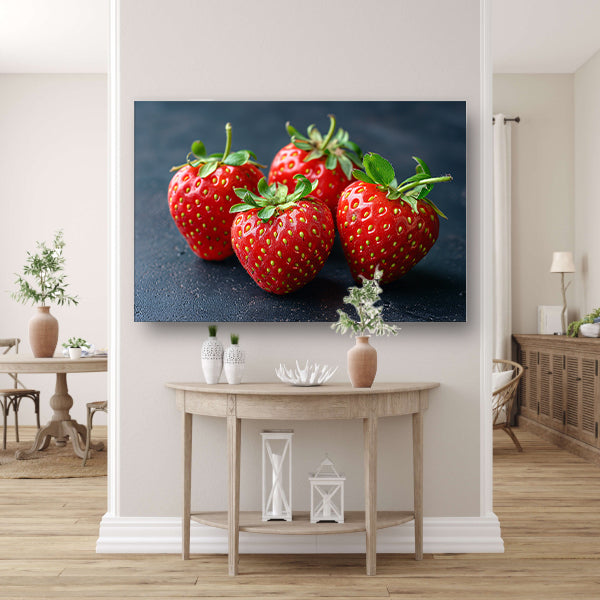 Klassiek aardbeien op tafel canvas met baklijst