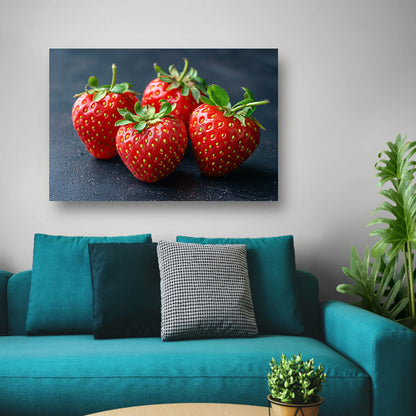 Klassiek aardbeien op tafel canvas met baklijst