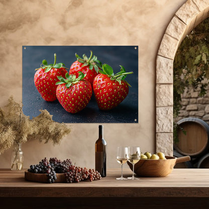 Klassiek aardbeien op tafel tuinposter