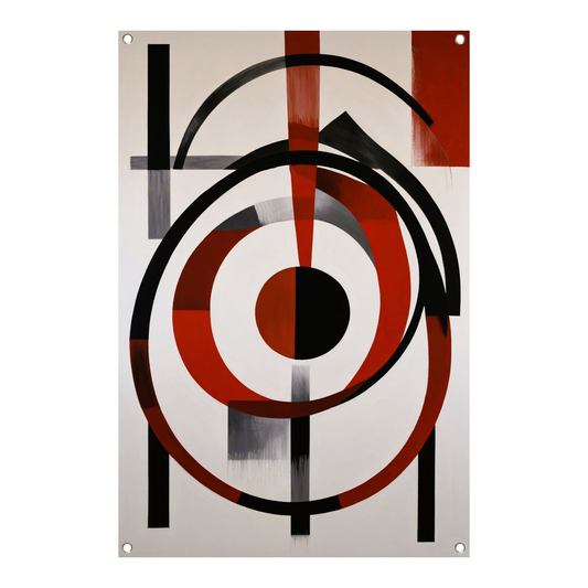 Abstracte Symmetrie in Rood, Zwart en Wit tuinposter