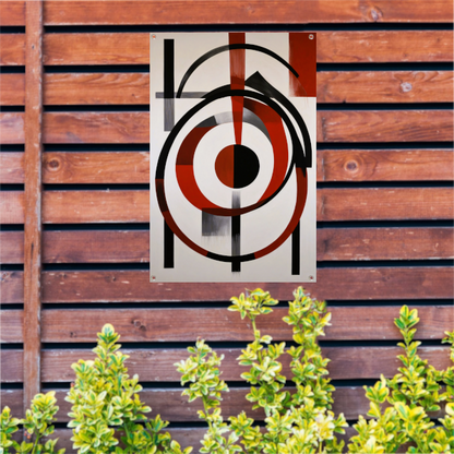 Abstracte Symmetrie in Rood, Zwart en Wit tuinposter