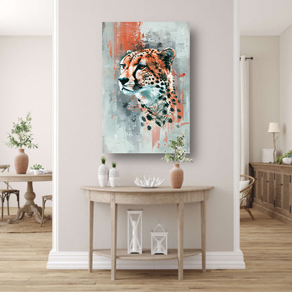 Digitale kunst van cheeta op abstracte achtergrond canvas