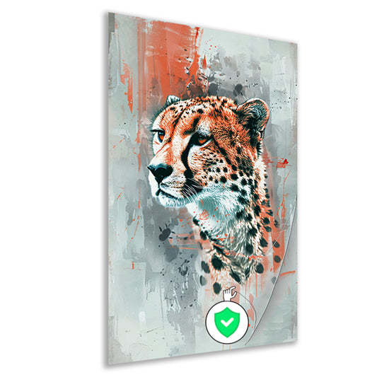 Digitale kunst van cheeta op abstracte achtergrond poster