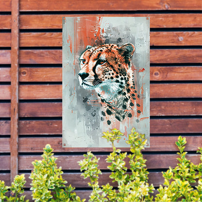 Digitale kunst van cheeta op abstracte achtergrond tuinposter