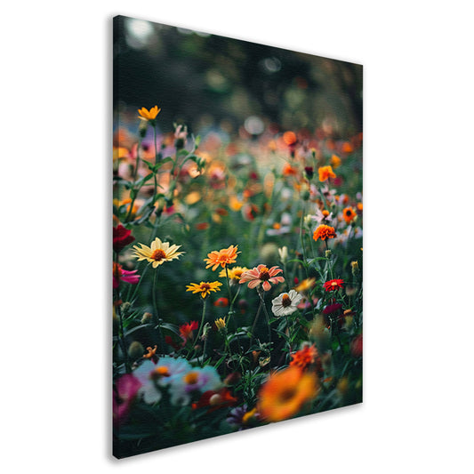 Kleurrijk Bloemenveld in Zomerzon canvas