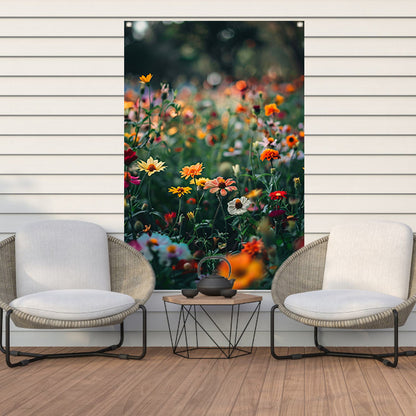 Kleurrijk Bloemenveld in Zomerzon tuinposter