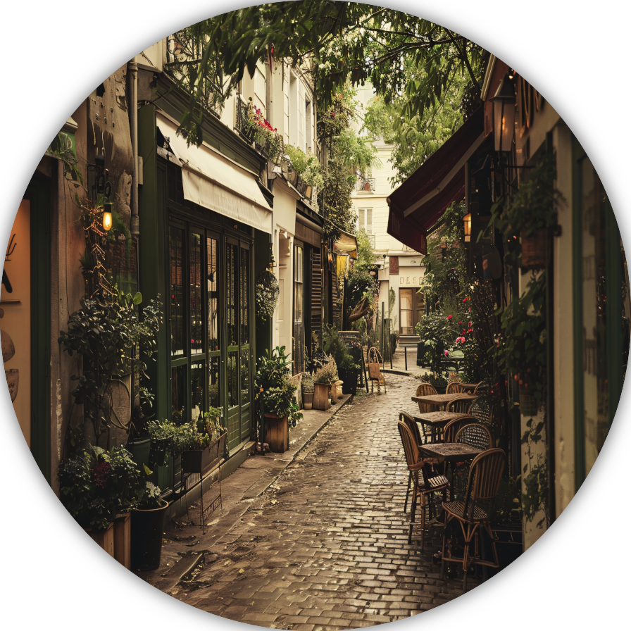 Modern terras met strakke lijnen aluminium muurcirkel