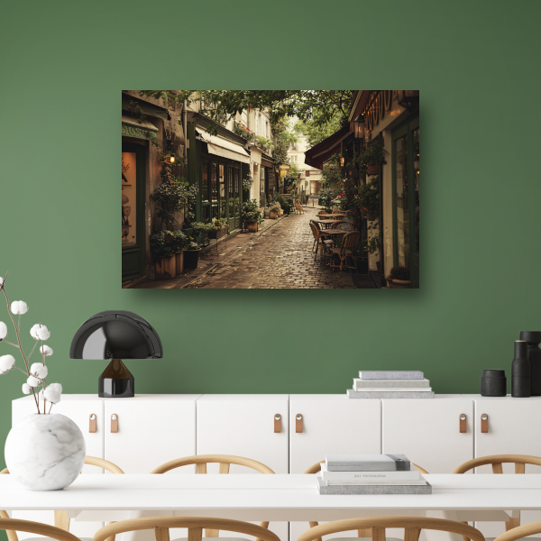 Modern terras met strakke lijnen canvas met baklijst