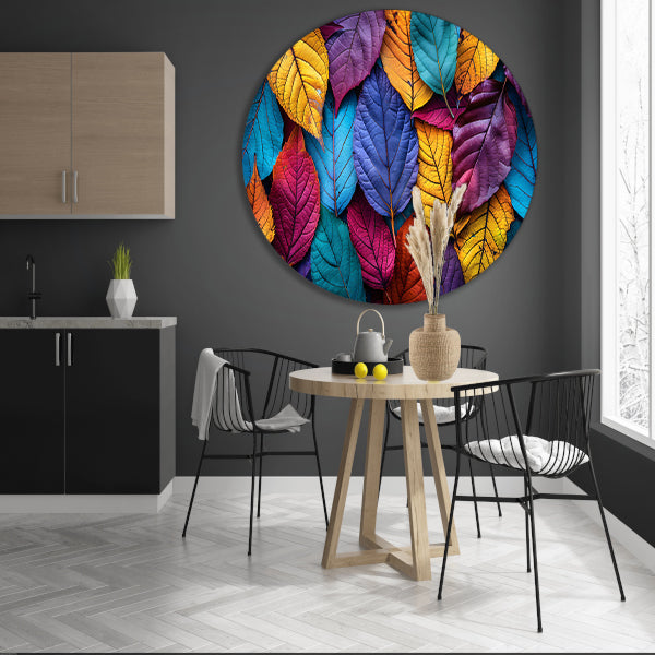 Abstract Bladeren Compositie aluminium muurcirkel
