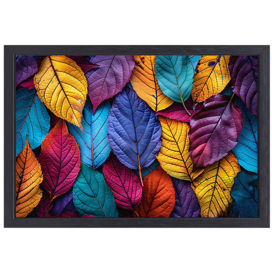 Abstract Bladeren Compositie canvas met baklijst