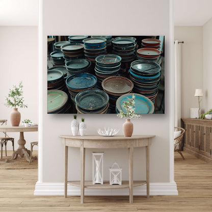 Gestapelde filmrollen in diverse kleuren canvas