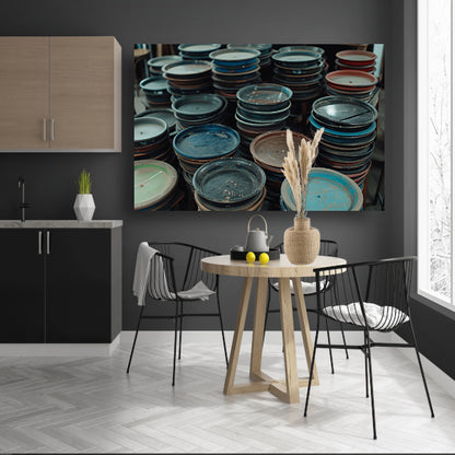 Gestapelde filmrollen in diverse kleuren canvas