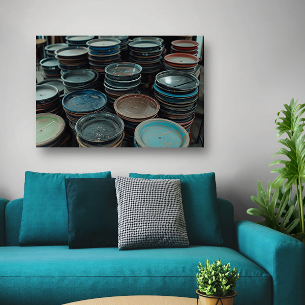 Gestapelde filmrollen in diverse kleuren canvas