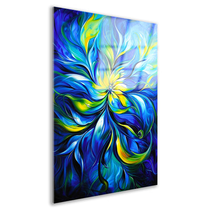 Abstract schilderij met dynamische kleurencombinatie acrylglas