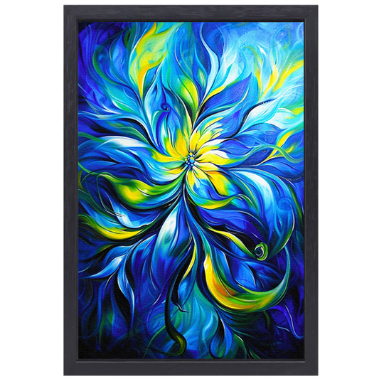 Abstract schilderij met dynamische kleurencombinatie canvas met baklijst
