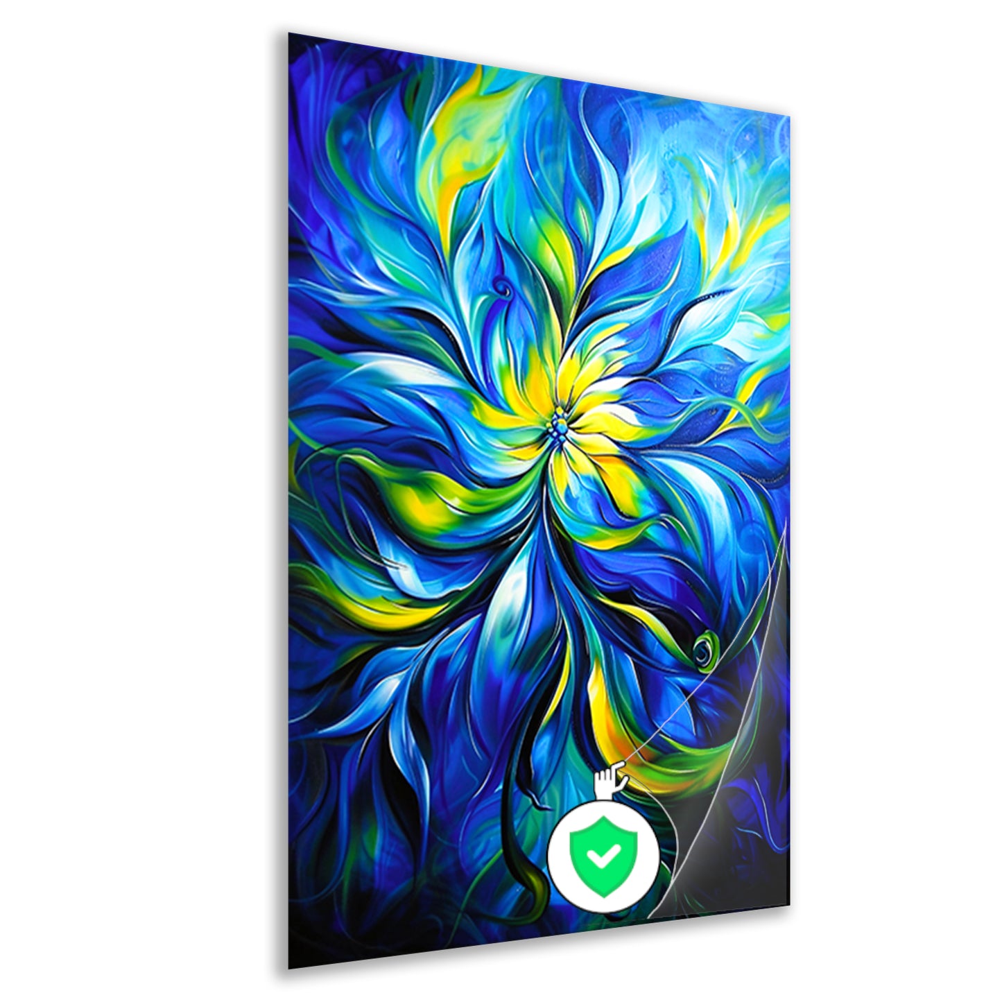 Abstract schilderij met dynamische kleurencombinatie poster