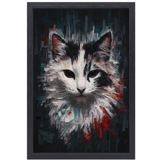 Blik van een Abstracte Kat in Kleur canvas met baklijst