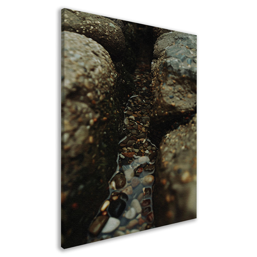 Stenen pad met waterstroom in rotskloof canvas