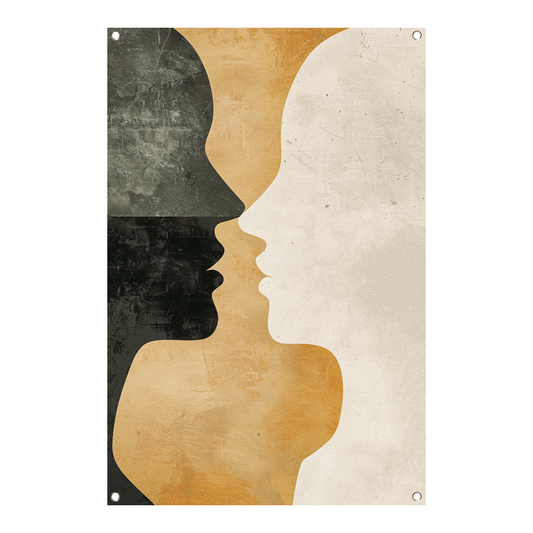 Abstracte silhouetten in harmonieuze contrasten tuinposter