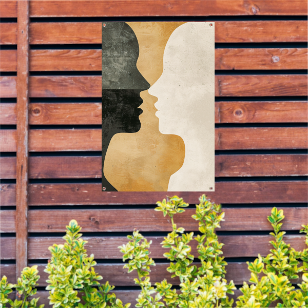 Abstracte silhouetten in harmonieuze contrasten tuinposter