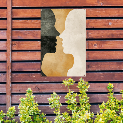 Abstracte silhouetten in harmonieuze contrasten tuinposter
